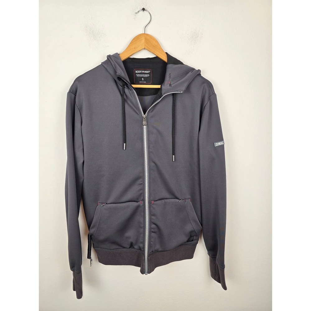 SCOTTEVEST SKubatu Mens Gray Hoodie Full Zip Travel Tech Utility Jacket Small